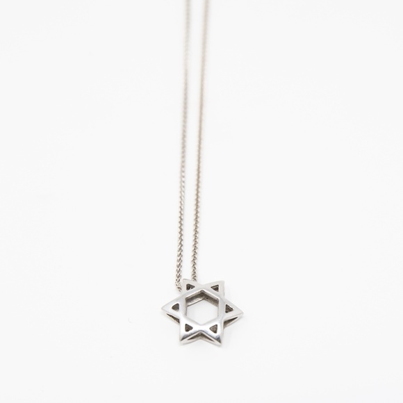 3D 14kt White Gold Star of David Charm & Necklace - Picture 2 of 9